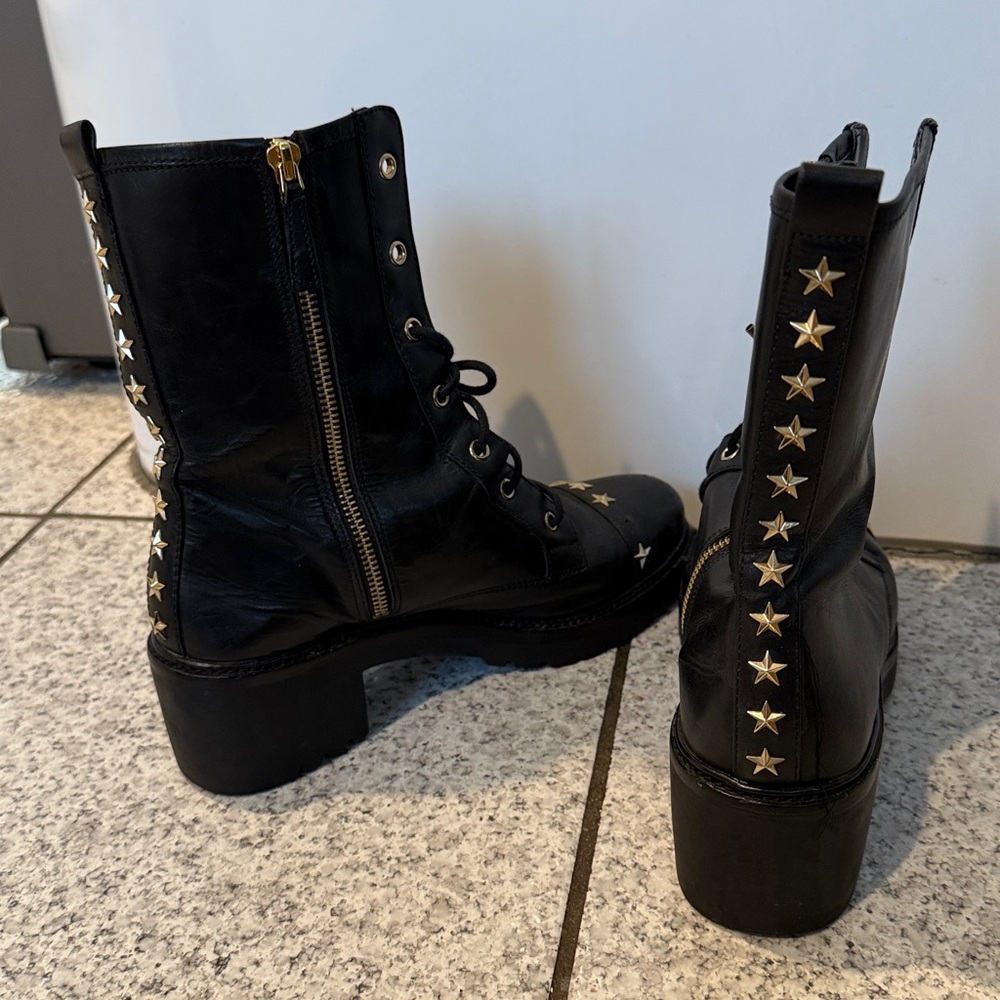 Michael Kors Black Leather Women's Boots with Star Accents - Picture 3 of 5